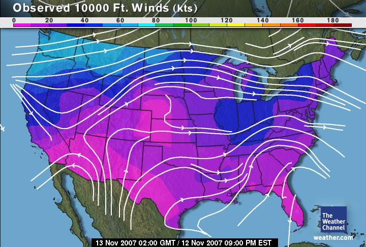 Observed Winds at 10000 ft